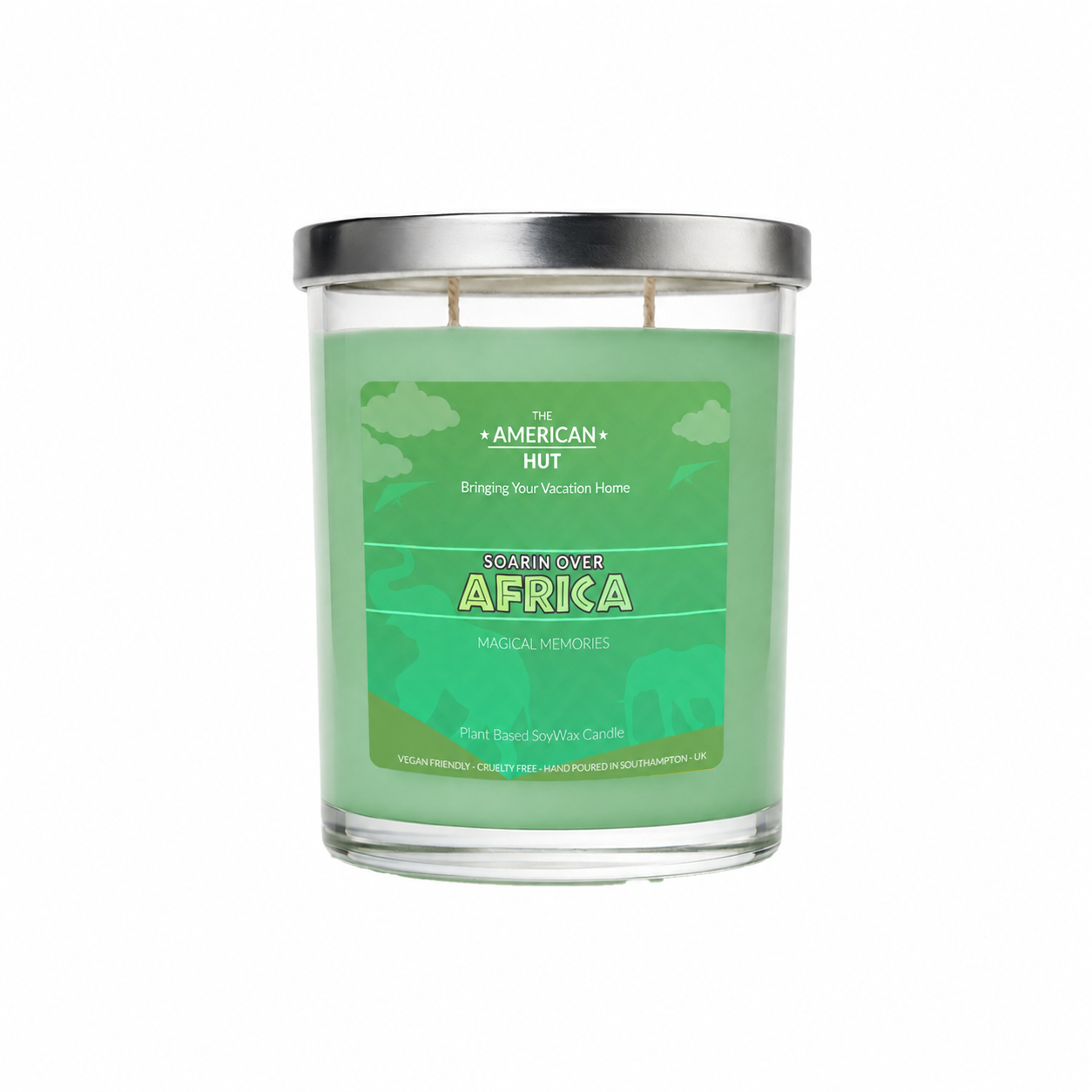 Soarin Over Africa 340g luxury two-wick candle by The American Hut