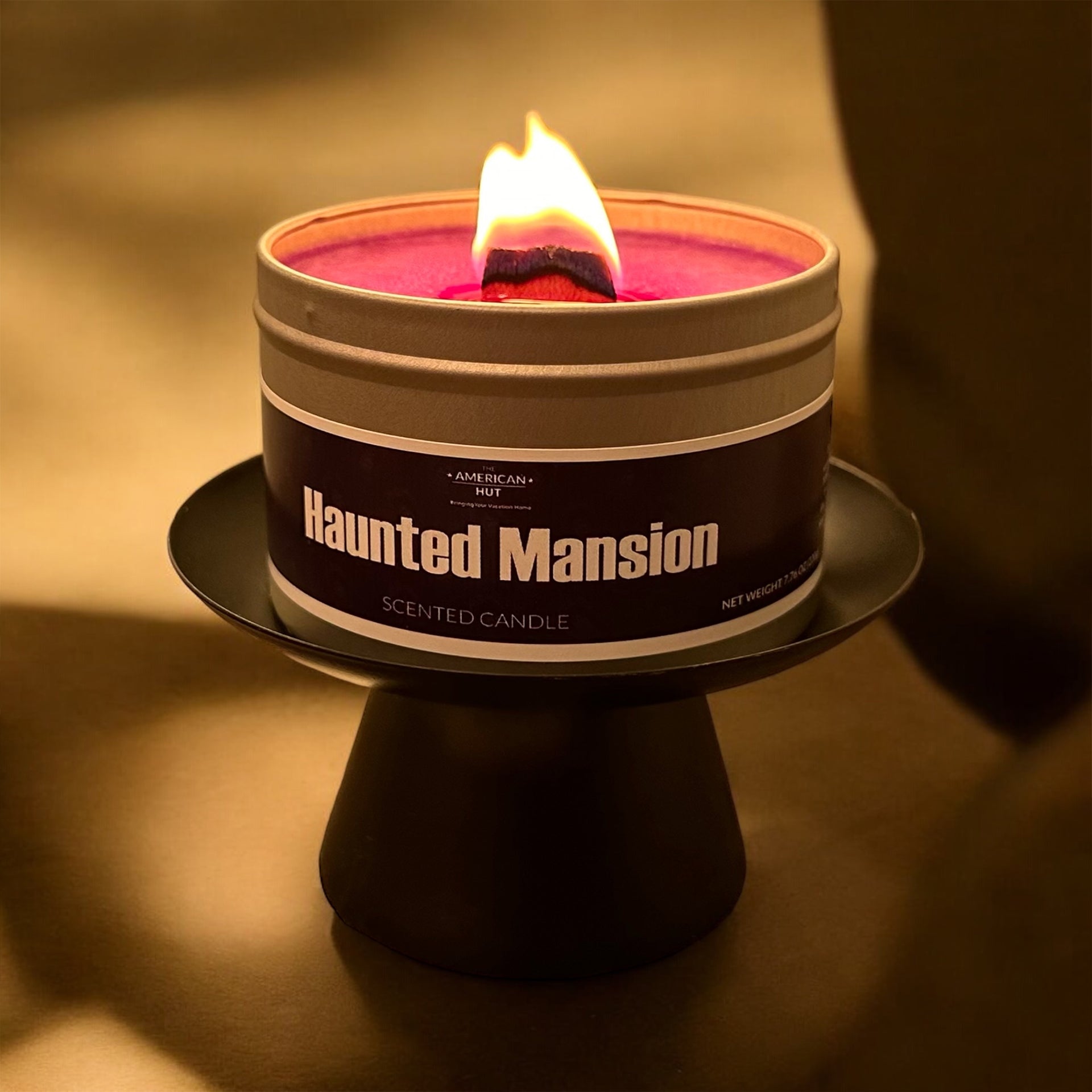 Haunted Mansion - Tin Candle with crackling wooden wick