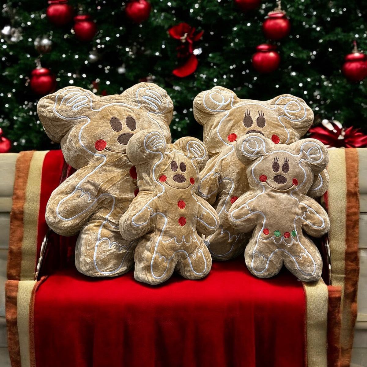 Holiday Mickey & Minnie plush gingerbread pillow