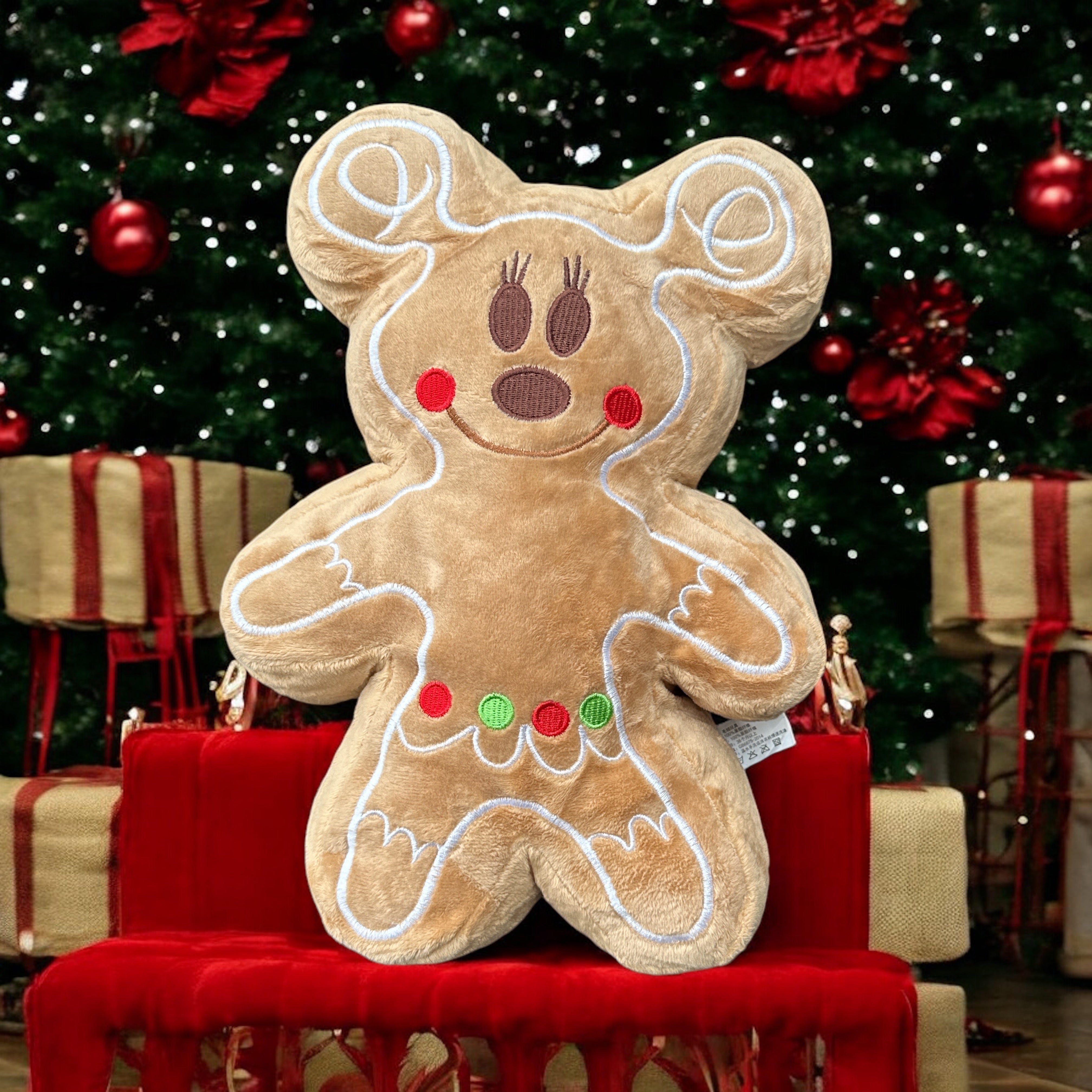 Holiday Mickey & Minnie plush gingerbread pillow