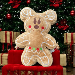 Holiday Mickey & Minnie plush gingerbread pillow