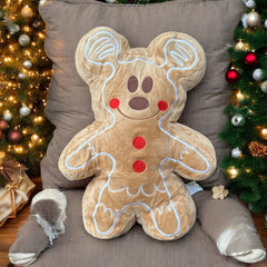 Holiday Mickey & Minnie plush gingerbread pillow