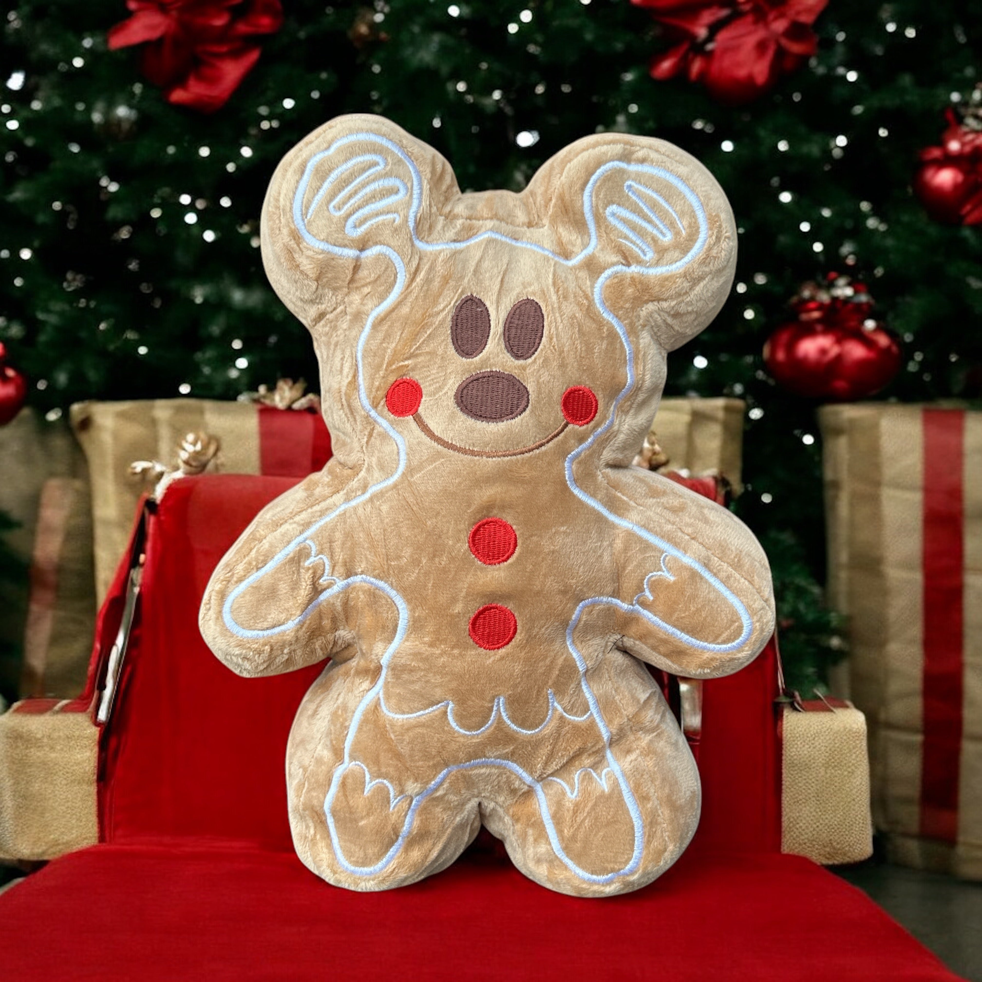 Holiday Mickey & Minnie plush gingerbread pillow