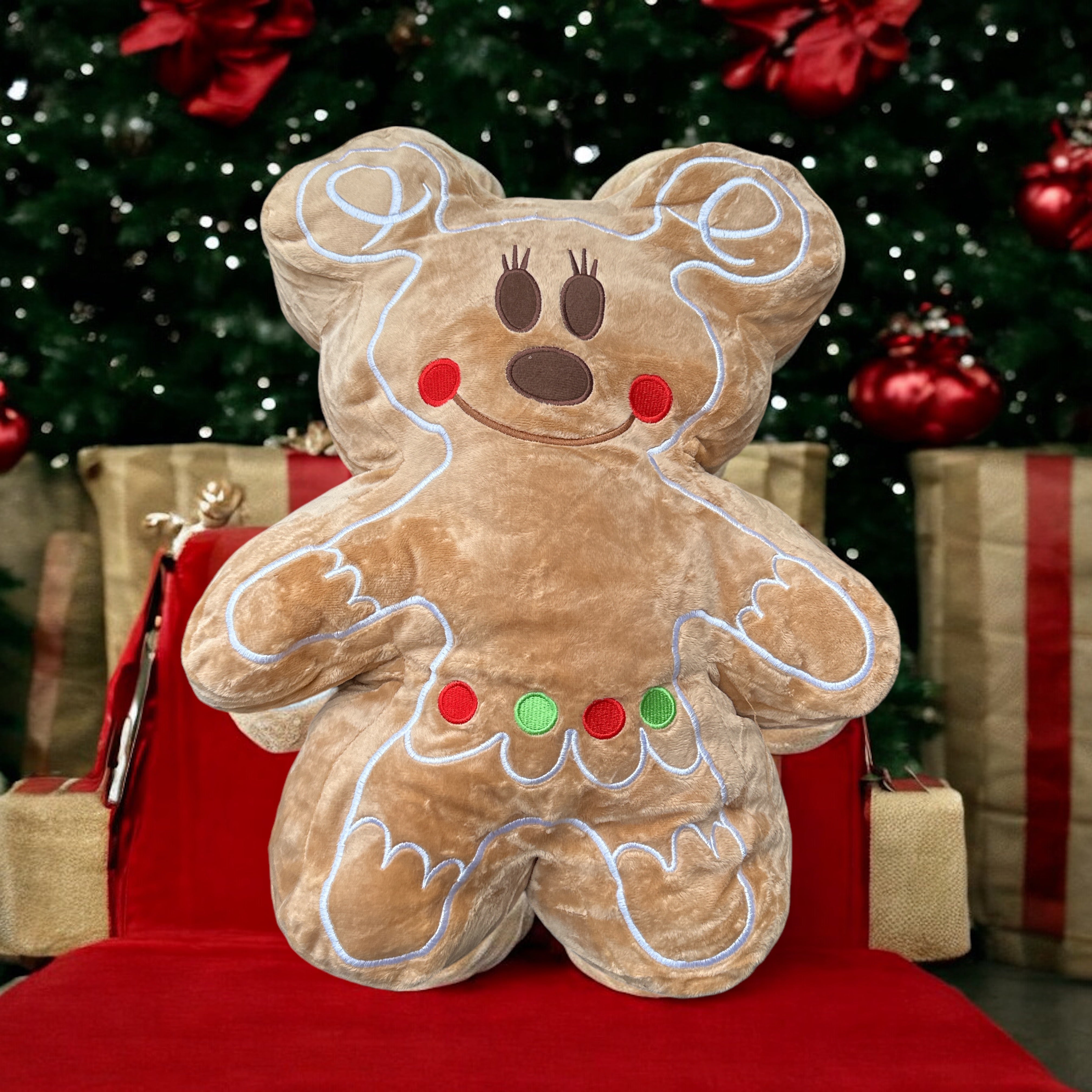 Holiday Mickey & Minnie plush gingerbread pillow