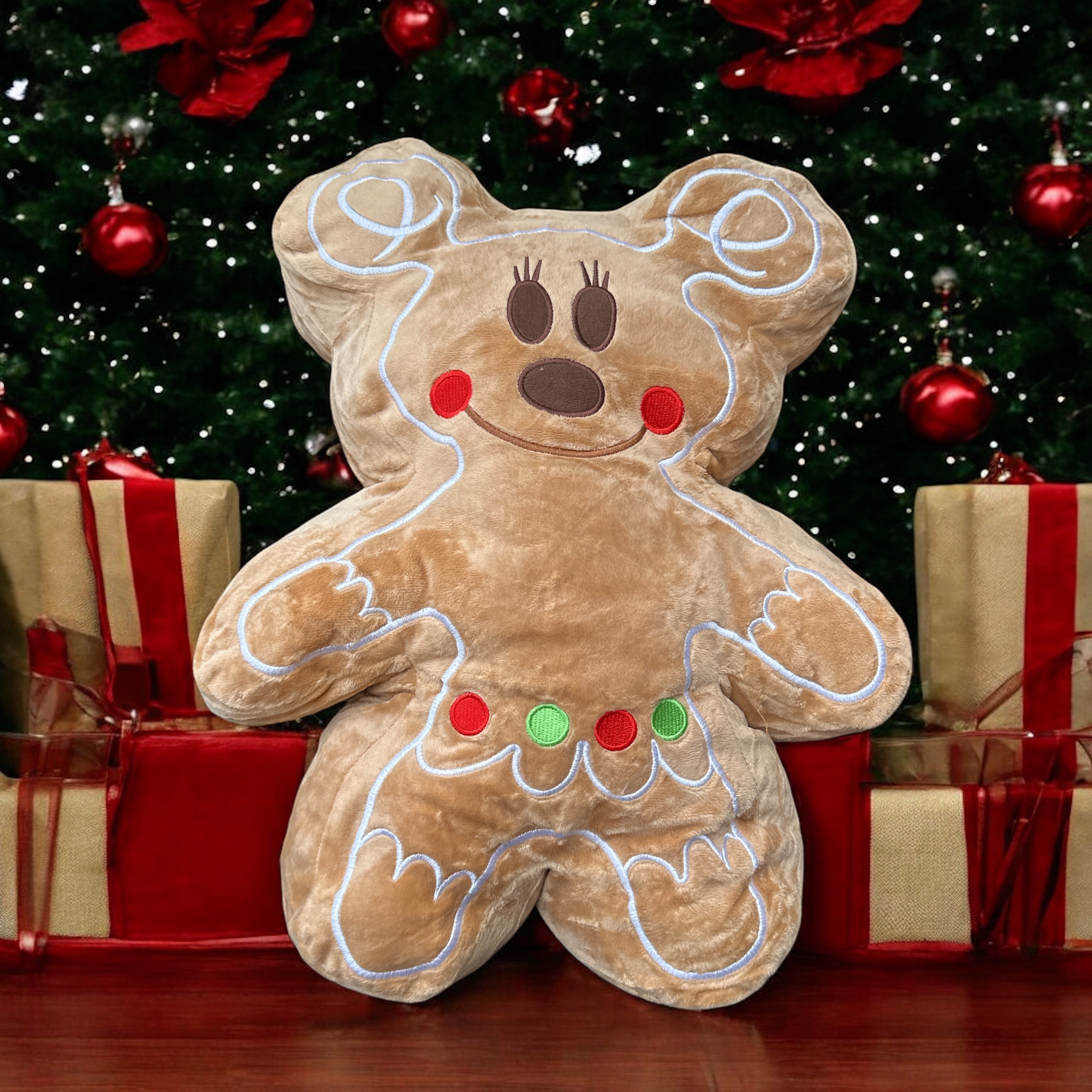 Holiday Mickey & Minnie plush gingerbread pillow