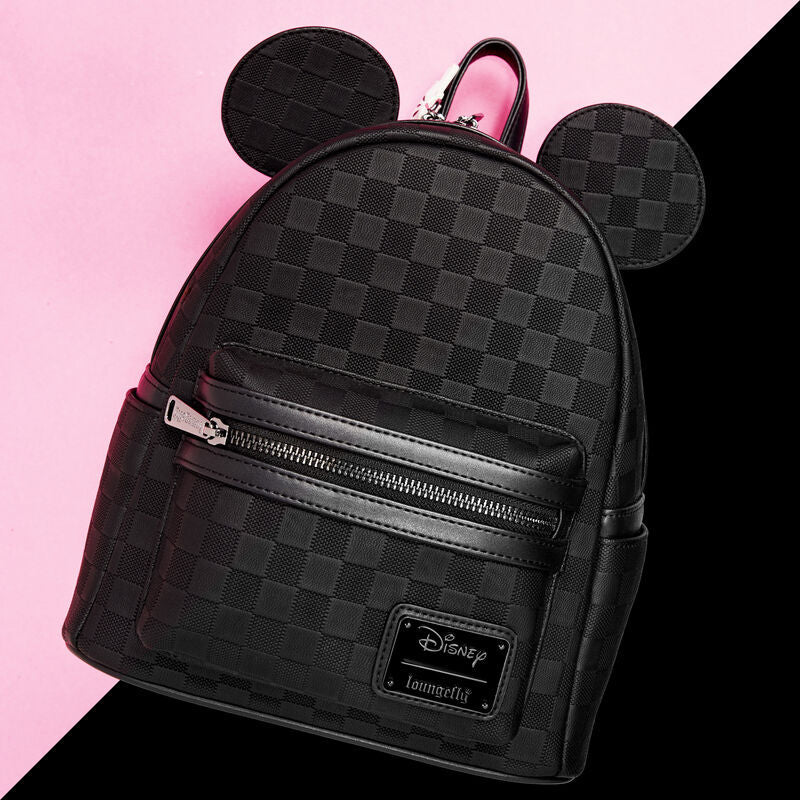 DISNEY LOUNGEFLY - MICKEY MOUSE BLACK CHECKED MINI BACKPACK