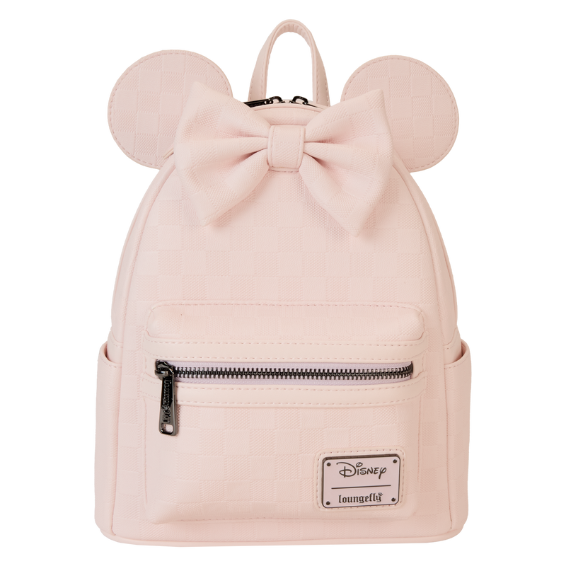 DISNEY LOUNGEFLY MINNIE MOUSE PINK CHECKED MINI BACKPACK