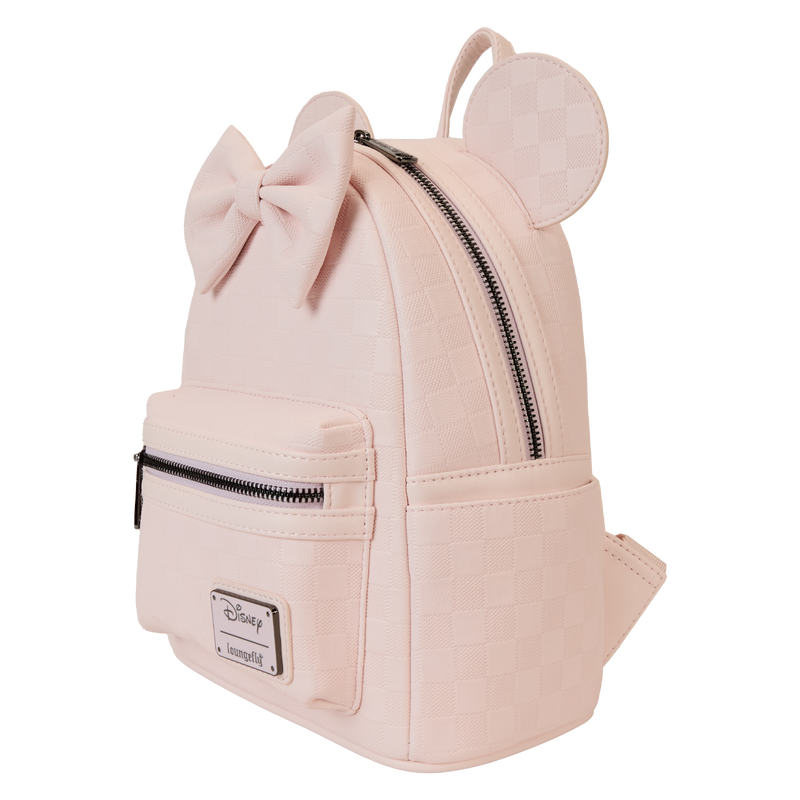 DISNEY LOUNGEFLY MINNIE MOUSE PINK CHECKED MINI BACKPACK