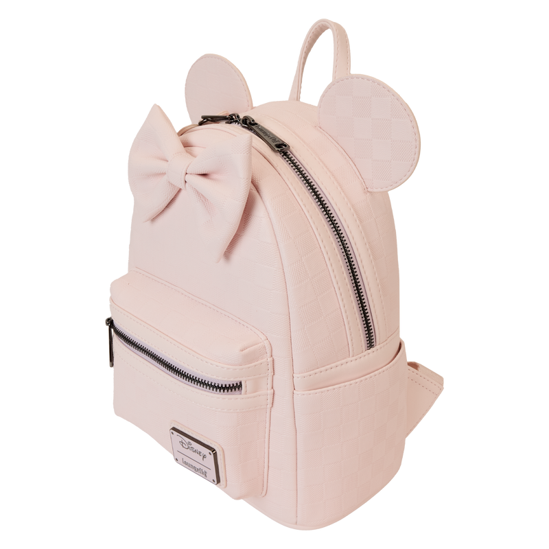 DISNEY LOUNGEFLY MINNIE MOUSE PINK CHECKED MINI BACKPACK
