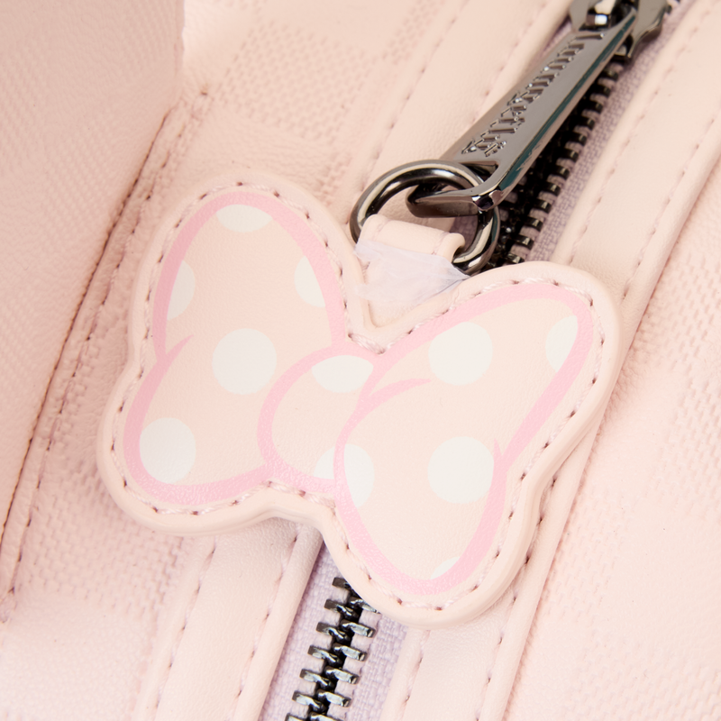 DISNEY LOUNGEFLY MINNIE MOUSE PINK CHECKED MINI BACKPACK