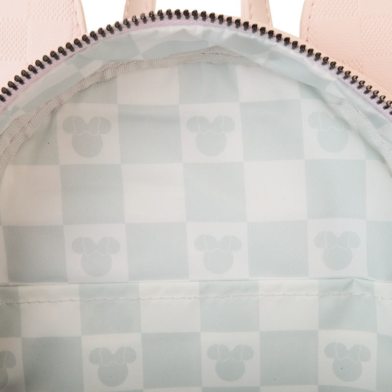 DISNEY LOUNGEFLY MINNIE MOUSE PINK CHECKED MINI BACKPACK