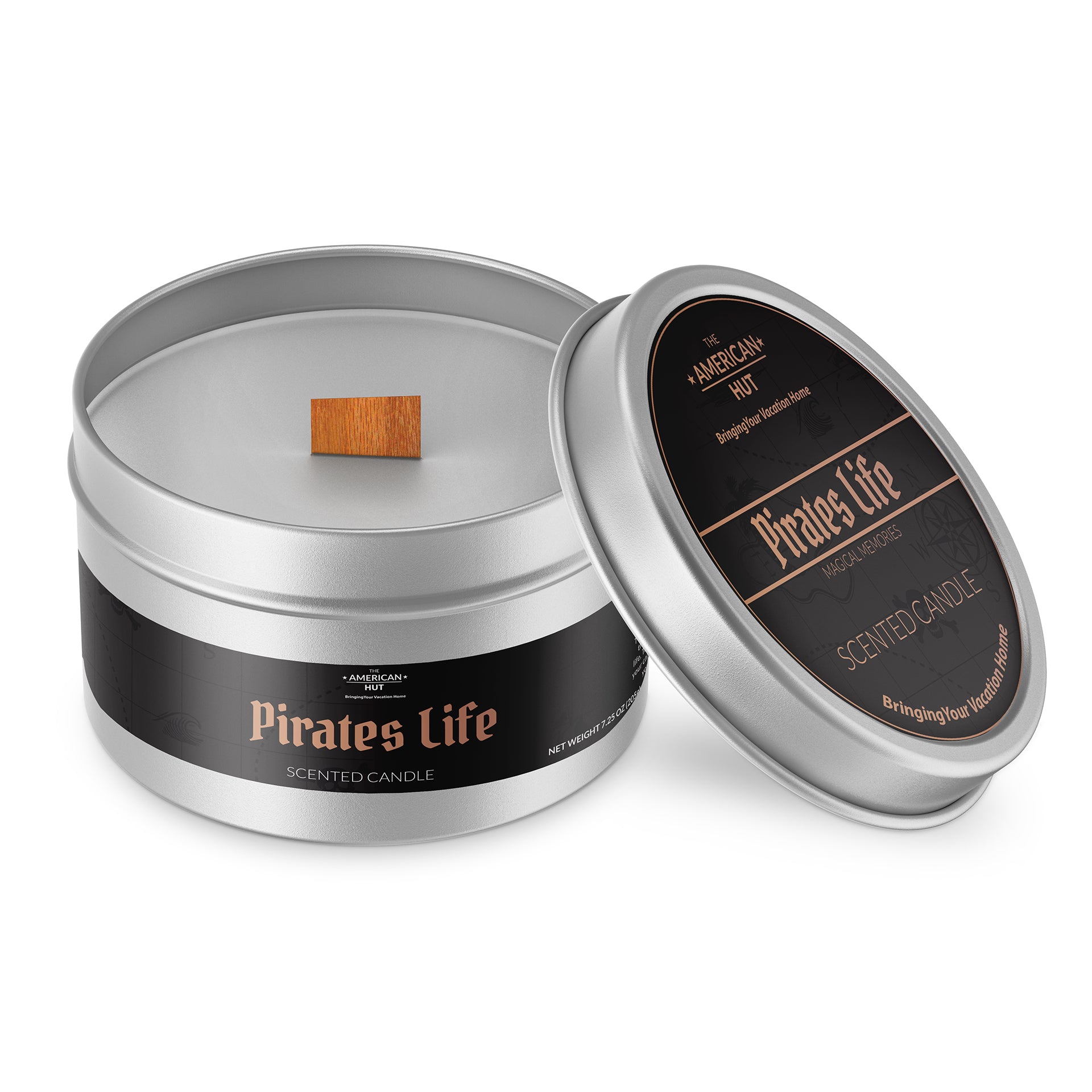 Pirates Life - New Improved Fragrance- Tin Candle with crackling wooden wick