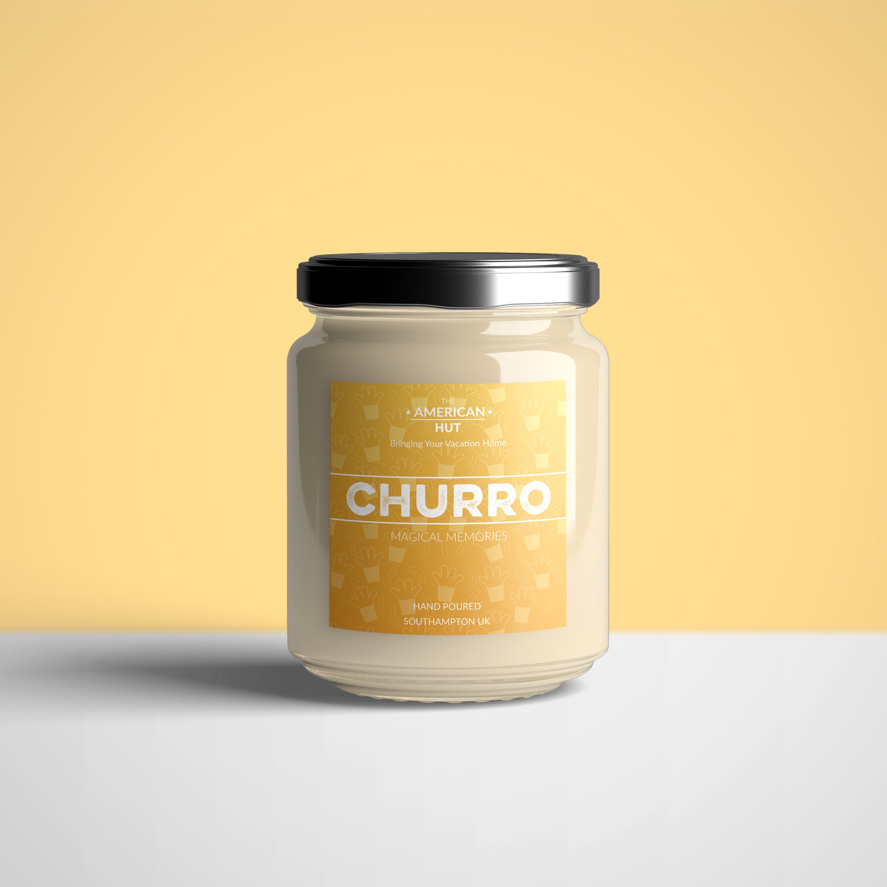 Churro 8oz Candle, cream wax, Jam Jar Candle with silver lid
